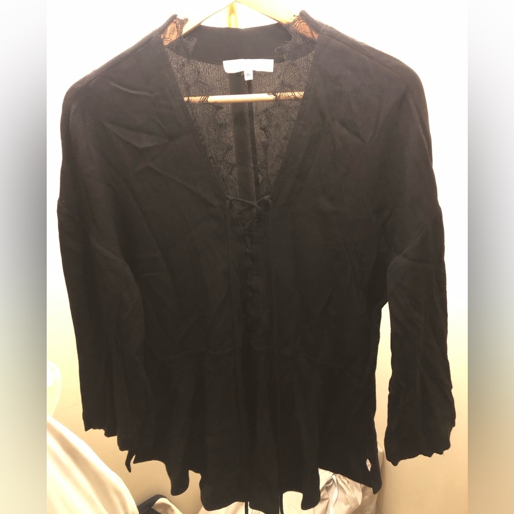 IRO Black Lace-Up Blouse